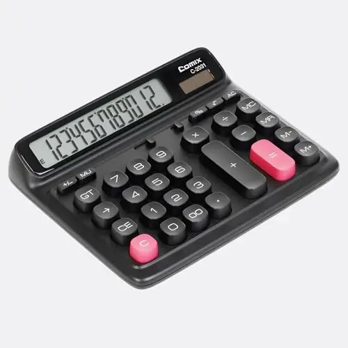 Comix Desk Calculator with 12 Digits Large LCD Display, Solar Battery Dual Power, Large Computer Keys Basic Calculator for Home Office School - 2