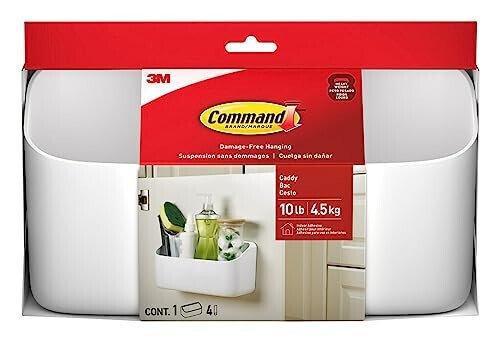 Command 10 Lb Large Organizing Caddy with 4 Command Strips, 9.91
