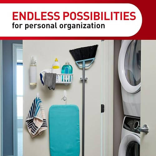 Command Broom and Mop Grippers, 2 Hangers and 4 Command Strips, Damage Free Hanging Wall Mount Broom and Mop Holder, Household Cleaning Organizer for Organization and Storage, Holds up to 4 lb - 3
