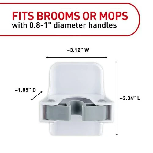 Command Broom and Mop Grippers, 2 Hangers and 4 Command Strips, Damage Free Hanging Wall Mount Broom and Mop Holder, Household Cleaning Organizer for Organization and Storage, Holds up to 4 lb - Command (1)