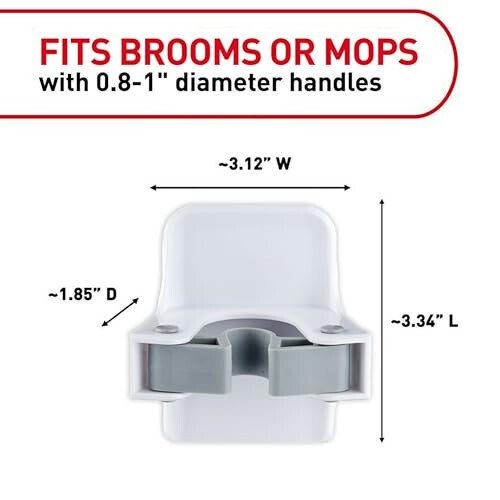 Command Broom and Mop Grippers, 2 Hangers and 4 Command Strips, Damage-Free Hanging Wall Mount Broom and Mop Holder, Household Cleaning Organizer for Organization and Storage, Holds up to 4 lb - Command (1)