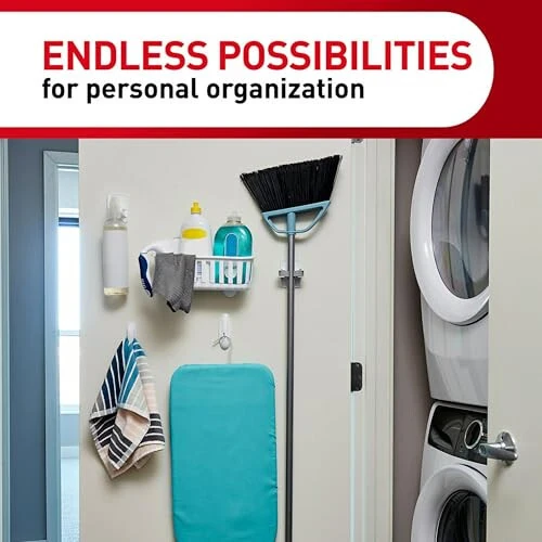 Command Broom and Mop Grippers, 2 Hangers and 4 Command Strips, Damage-Free Hanging Wall Mount Broom and Mop Holder, Household Cleaning Organizer for Organization and Storage, Holds up to 4 lb - 3