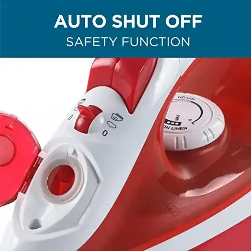 Commercial Care CCSI300 Steam Iron with 7.4 Ounce Water Tank, 1200 Watts, Comfort Grip,Red - 4