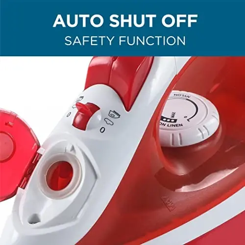 Commercial Care CCSI300 Steam Iron with 7.4 Ounce Water Tank, 1200 Watts, Comfort Grip,Red - 4