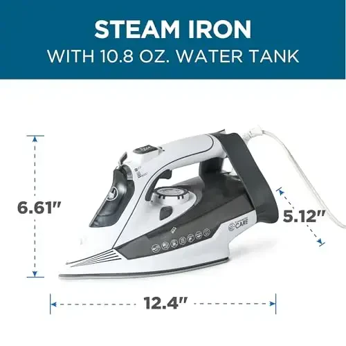 Commercial Care Clothing Steam Iron, 1800 Watts Steamer for Clothes, Ceramic Coated Soleplate, Vertical Steaming, Self-Cleaning Portable Iron, 10.8-Ounce Water Tank Capacity, CCSI1000, Black - COMMERCIAL CARE (1)