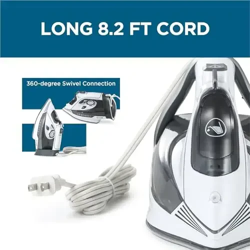 Commercial Care Clothing Steam Iron, 1800 Watts Steamer for Clothes, Ceramic Coated Soleplate, Vertical Steaming, Self-Cleaning Portable Iron, 10.8-Ounce Water Tank Capacity, CCSI1000, Black - 6