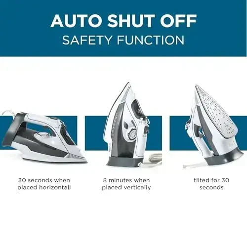 Commercial Care Kiyim Bug'lash Dazmoli, Kiyimlar uchun 1800 Vattli Bug'latgich, Seramika Qoplamali Taglik, Vertikal Bug'lash, O'z-o'zini Tozalovchi Portativ Dazmol, 10,8 Unsiyali Suv Idishi Hajmi, CCSI1000, Qora - 4