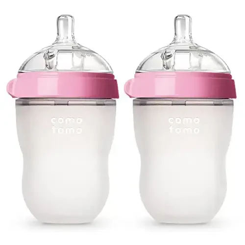 Comotomo Baby Bottle, Pink, 8 Ounce (2 Count) - 1