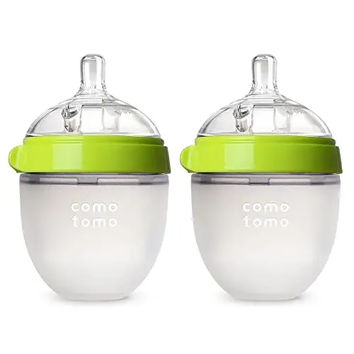 Comotomo Baby Bottle Double Pack, Green, 5oz 
