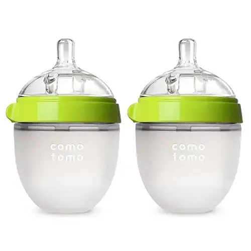 Comotomo Baby Bottle Double Pack, Green, 5oz - 1