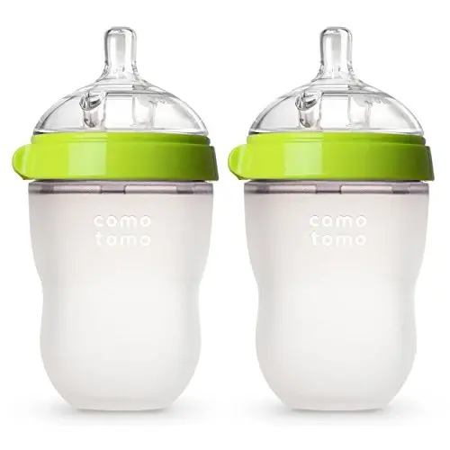 Comotomo Baby Bottle Double Pack, Green, 8oz 