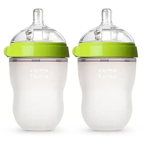 Comotomo Baby Bottle Double Pack, Green, 8oz 