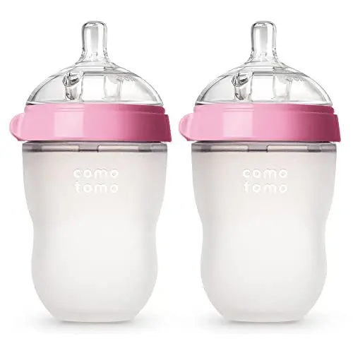 Comotomo Baby Bottle Double Pack, Pink, 8oz - 1