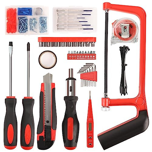 COMOWARE 177 Pcs Home Tool Kit - Basic Household Hand Tool Set, Truck Tool Kit Socket Wrench Combination Tool Set for Home with Plastic Toolbox Storage Case, Rv tool set - 4