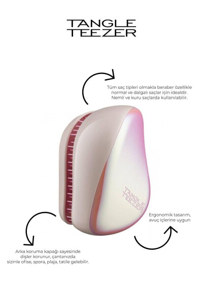 Compact Styler Pink Holographic Hair Brush - 1