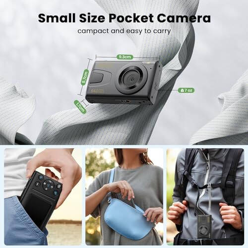 Compact vlog camera with 64MP resolution, 32GB card, 18x zoom, 2 batteries and auto focus for beginner students, teenagers and kids. - 6