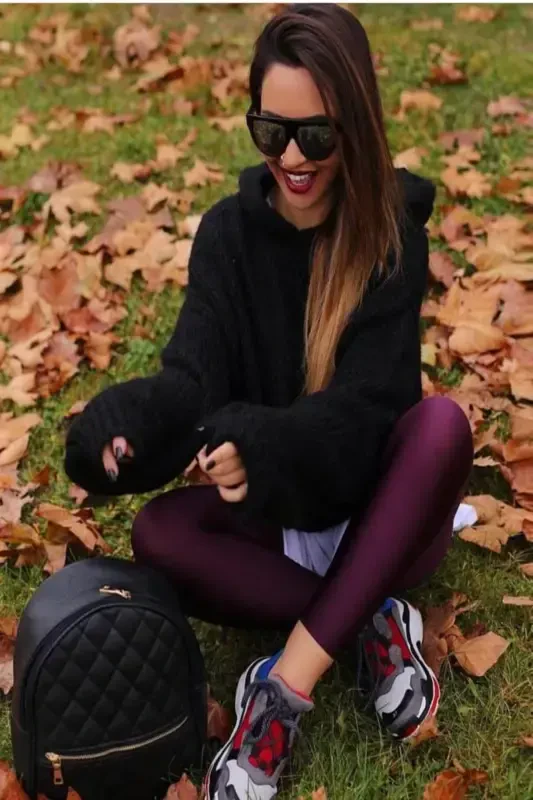 Compactor Shiny Disco Leggings-PLUM - 1