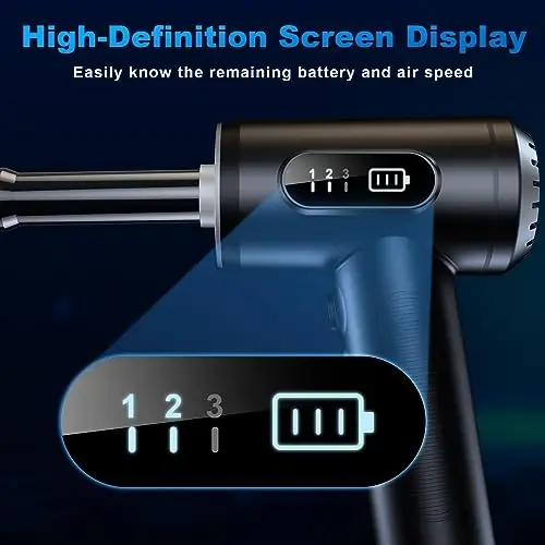 Compressed Air Duster-3 Gear Adjustable 100000RPM Electric Air Duster with LED Light, Rechargeable Cordless Air Blower for Keyboard Electric Devices Cleaning. Replaces Compressed Air Cans (Black) - 4