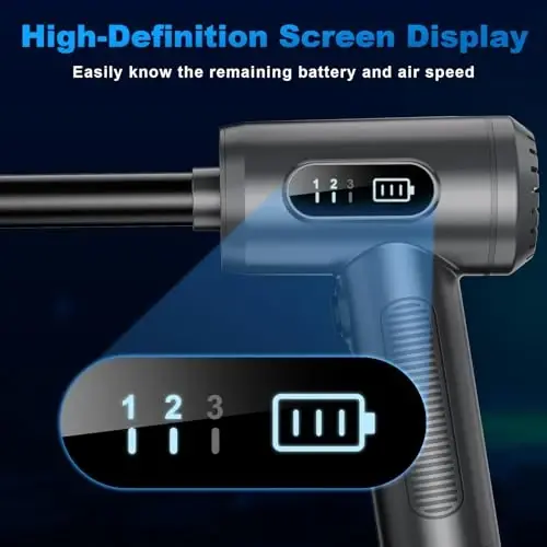 Compressed Air Duster-3 Gear Adjustable 100000RPM Electric Air Duster with LED Light, Rechargeable Cordless Air Blower for Keyboard Electric Devices Cleaning. Replaces Compressed Air Cans (Grey) - 4