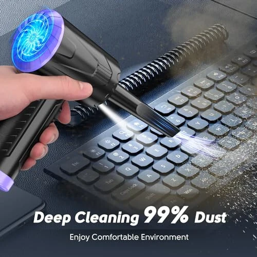 Compressed Air Duster Keyboard Cleaner - Cordless Electric Air Duster for Computer PC 110000RPM Canned Air Blower Spray Can Car Duster Cleaning - 4