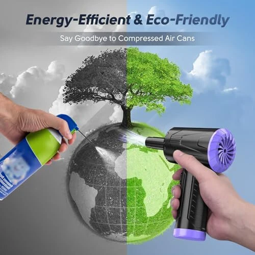 Compressed Air Duster Keyboard Cleaner - Cordless Electric Air Duster for Computer PC 110000RPM Canned Air Blower Spray Can Car Duster Cleaning - 5