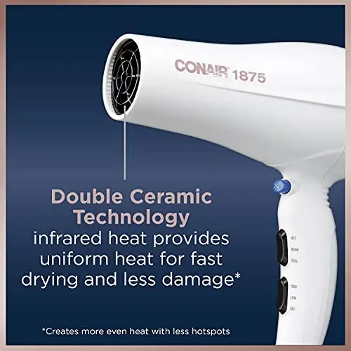 Conair Double Ceramic Hair Dryer | Blow Dryer with Ionic Conditioning | Includes Concentrator - 2
