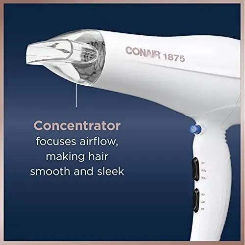 Conair Double Ceramic Hair Dryer | Blow Dryer with Ionic Conditioning | Includes Concentrator - 5