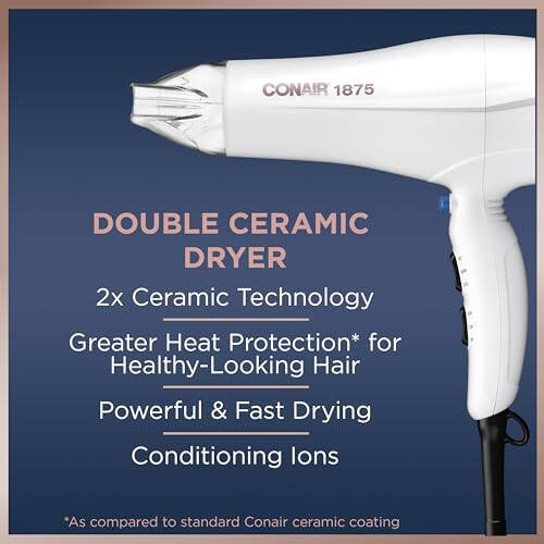 Conair Double Ceramic Hair Dryer with Diffuser | Blow Dryer with Ionic Conditioning | Includes Diffuser and Concentrator | ModazoneExclusive - 2