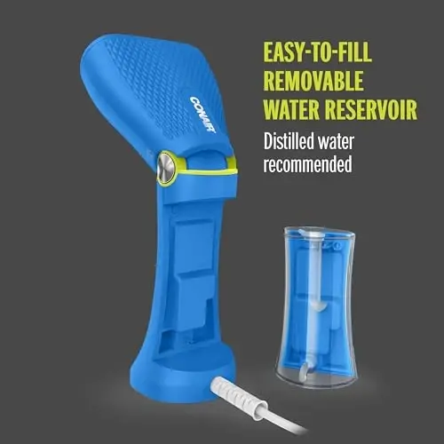Conair Handheld Garment Steamer for Clothes - Power Steam: Small Size, Big Power - Great for Home, Office, or Travel with Dual Voltage for Worldwide Use, Blue - 5