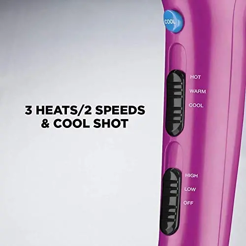 Conair Hair Dryer with Ret retractable Cord, 1875W Cord-Keeper Blow Dryer, Pink - 5