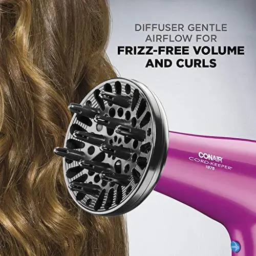 Conair HairDryer with Retractable Cord, 1875W Blow Dryer, 3 Heat Settings, 2 Speeds, BlowDryer with Diffuser and Concentrator AttacModazoneents, Ionic + Tourmaline Technology, Pink (Pack of 4) - 6