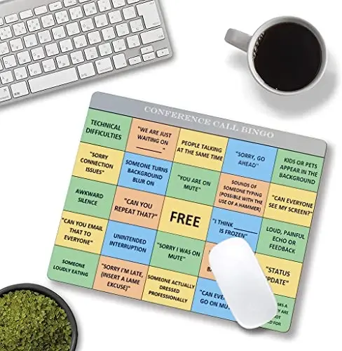 Conference Call Bingo Mouse Pad, Shaxsiy Mouse Mat Suv o'tkazmaydigan Sirpanmaydigan Rezina Asosli Mousepadlar Ofis Uy uchun - SANWUMIAN (1)