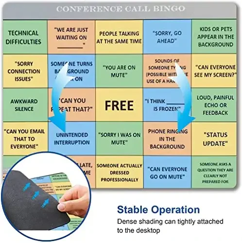 Conference Call Bingo Mouse Pad, Shaxsiy Mouse Mat Suv o'tkazmaydigan Sirpanmaydigan Rezina Asosli Mousepadlar Ofis Uy uchun - 3