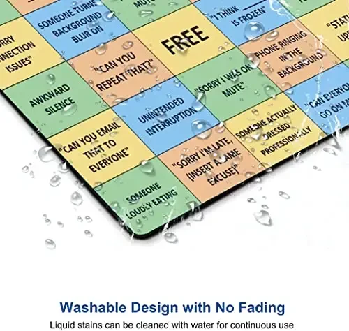 Conference Call Bingo Mouse Pad, Shaxsiy Mouse Mat Suv o'tkazmaydigan Sirpanmaydigan Rezina Asosli Mousepadlar Ofis Uy uchun - 4