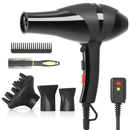 Conhaze Hair Dryer, Professional Ionic Blow Dryer with Diffuser for Curly Hair,2400W Powerful Fast Drying Hairdryer Blowdryer for Women Men Home Salon Hair Styling,Constant Temp Low Noise 