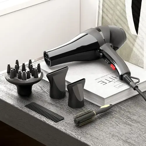 Conhaze Soch Quritgich, Jingalak Sochlar uchun Diffuzerli Professional Ionli Soch Quritgich, 2400W Kuchli Tez Quriydigan Soch Quritgich Ayollar va Erkaklar uchun Uy Saloni Soch Turmagi, Doimiy Haroratli Kam Shovqin - 6