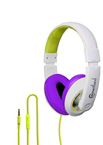 Connectland Over Ear 3.5mm Wired Headphone, Microphone Lightweight Adjustable Headband For Kids,Teens,Adults. iPhone iPad Tablet, Yellow CL-AUD63033 - 1