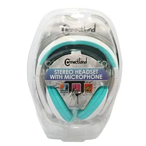 Connectland Stereo Wired Headphone & Microphone Lightweight 40mm Speaker Music Gaming Stylish Teal CL-AUD63035 - 6