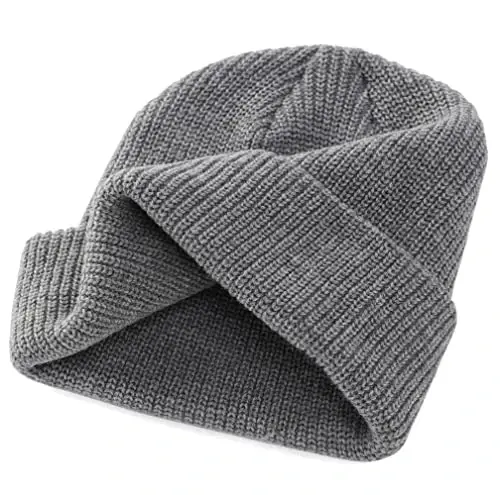 Connectyle Classic ikki qavatli trikotaj shapka iliq qalin akril qishki shapkalar kundalik manjetli shapkalar erkaklar va ayollar uchun kuzatuv shapkasi - 4