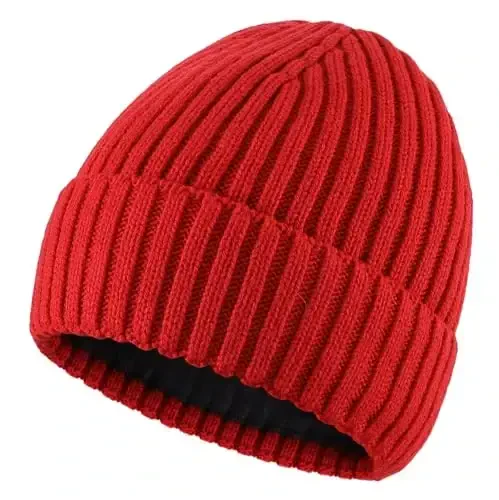 Connectyle erkaklar ayollar uchun Fleece astarli manjetli Beanie shlyapa Triko qishki jun Beanie bosh suyagi qopqog'i Issiq kuzatuv shlyapa - 1