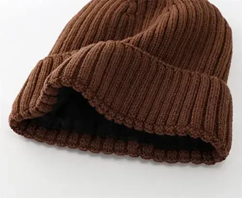 Connectyle erkaklar ayollar uchun Fleece astarli manjetli trikotaj qishki jun shapka bosh suyagi iliq soat shapka - 4