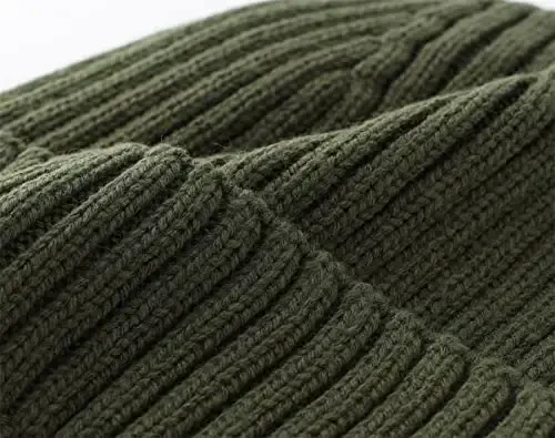 Connectyle erkaklar ayollar uchun Fleece astarli manjetli trikotaj shapka Qishki jun shapkalar Bosh suyagi shapkasi Issiq kuzatuv shapkasi - 5