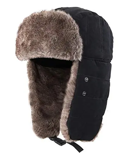 Connectyle Men's Trooper Trapper Hat Warm Winter Hats with Removable Face Mask Earflaps Faux Fur Hunting Outdoor Hat - 2