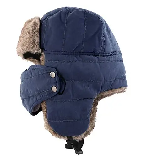 Connectyle Men's Trooper Trapper Hat Warm Winter Hats with Removable Face Mask Earflaps Faux Fur Hunting Outdoor Hat - 3