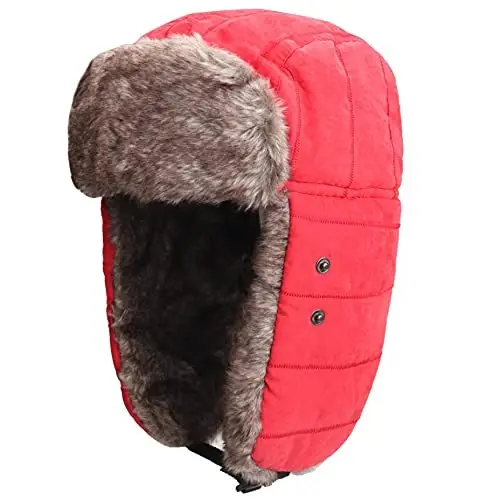 Connectyle Men's Trooper Trapper Hat Warm Winter Hats with Removable Face Mask Earflaps Faux Fur Hunting Outdoor Hat - CONNECTYLE (1)
