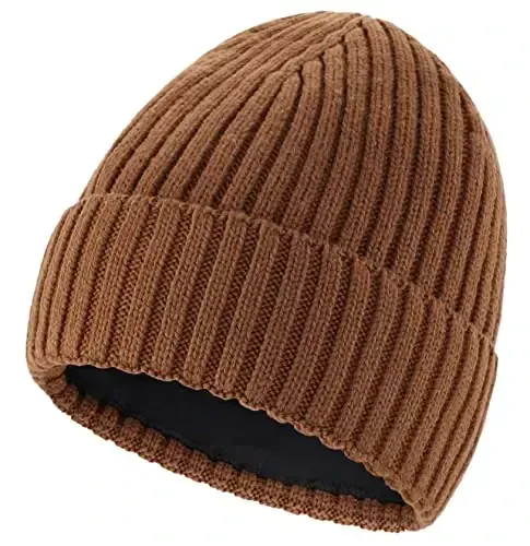 Connectyle Fleece Lined Cuffed Erkaklar va Ayollar uchun Triko Qishki Junli Bini Shapka Issiq Qo'riqchi Shapka 