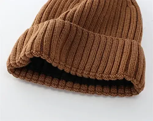 Connectyle Fleece Lined Cuffed Erkaklar va Ayollar uchun Triko Qishki Junli Bini Shapka Issiq Qo'riqchi Shapka - 5