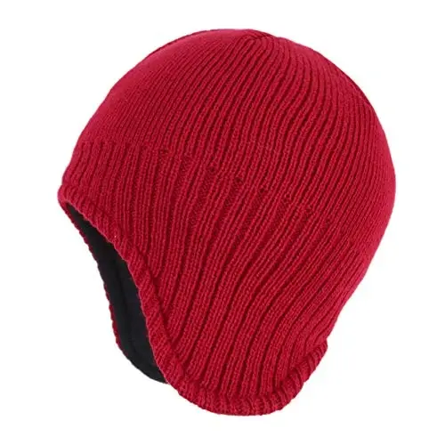 Connectyle Men's Knit Winter Hat with Ear Flaps Fleece Lined Beanie Warm Knitted Skull Cap Beanies Watch Hat - CONNECTYLE
