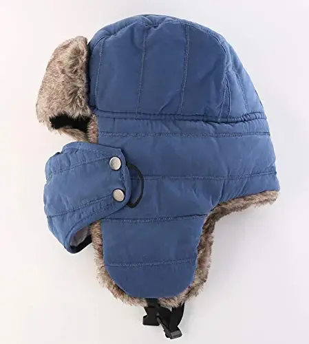 Connectyle Men's Trooper Trapper Hat Warm Winter Hats with Removable Face Mask Earflaps Faux Fur Hunting Outdoor Hat - 3