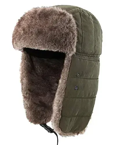 Connectyle Men's Trooper Trapper Hat Warm Winter Hats with Removable Face Mask Earflaps Faux Fur Hunting Outdoor Hat - 2